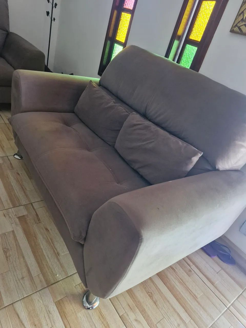 JOGO DE SOFÁ SUEDE PERFEITO ESTADO - Foto 2