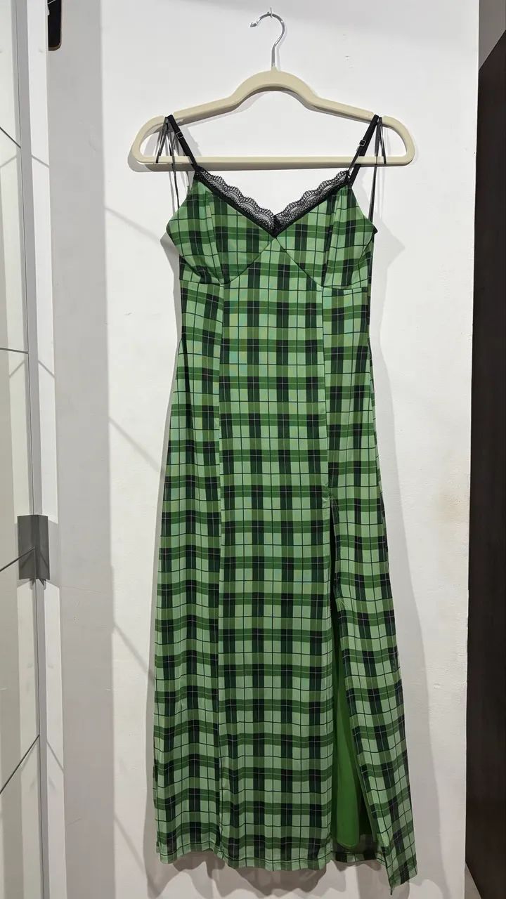 Vestido xadrez verde