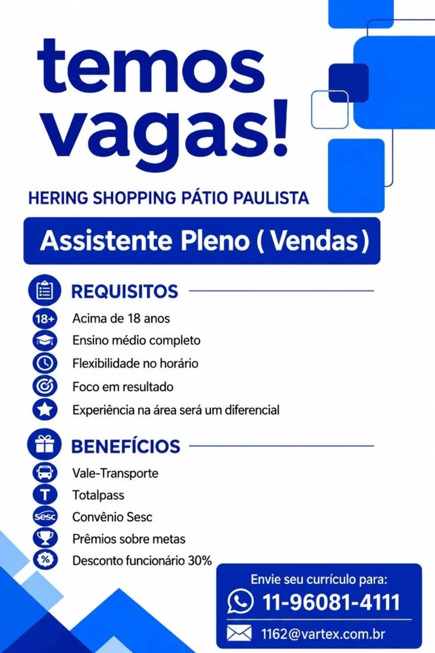 Assistente Pleno / Vendedor