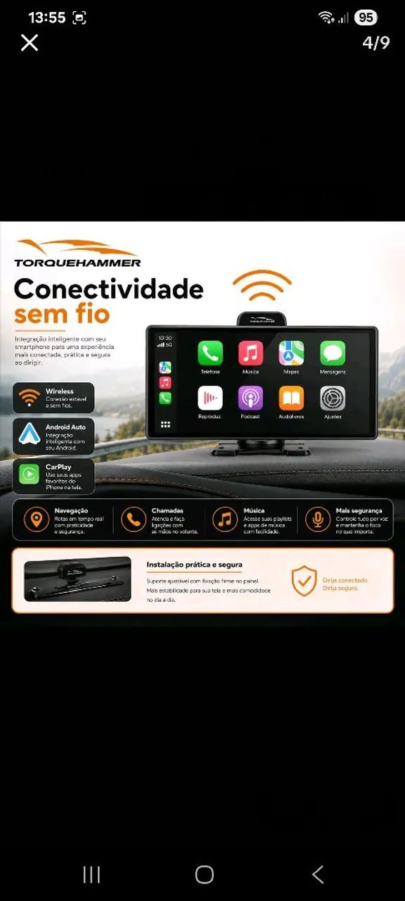 Multimídia 10,6 Car Play e Android auto com câmera de ré - Foto 4