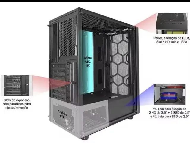 Gabinete Gamer K-mex multiverso cg-02tt  - Foto 5