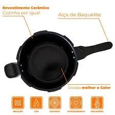 PANELA PRESSAO BRINOX 5,4L C/ INDUCAO CERAMIC LIFE SUPER PRETA PTF  COD: 4954102   - Foto 6