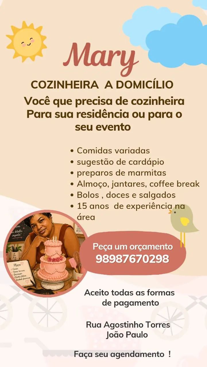 Cozinheira a domicílio 