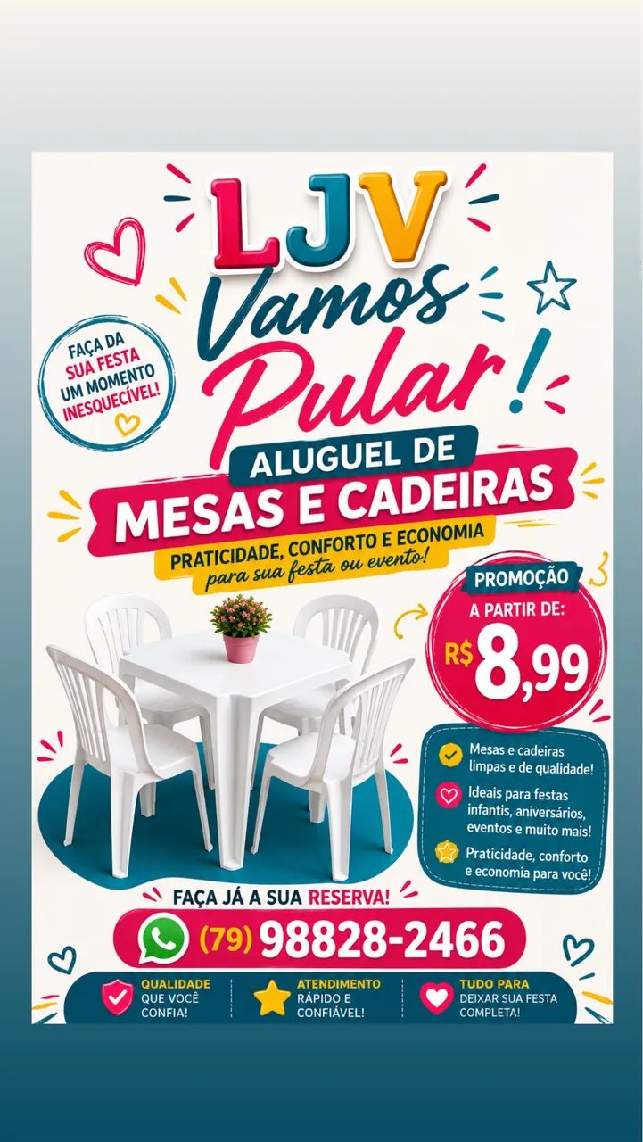 Aluguel de mesas e cadeiras