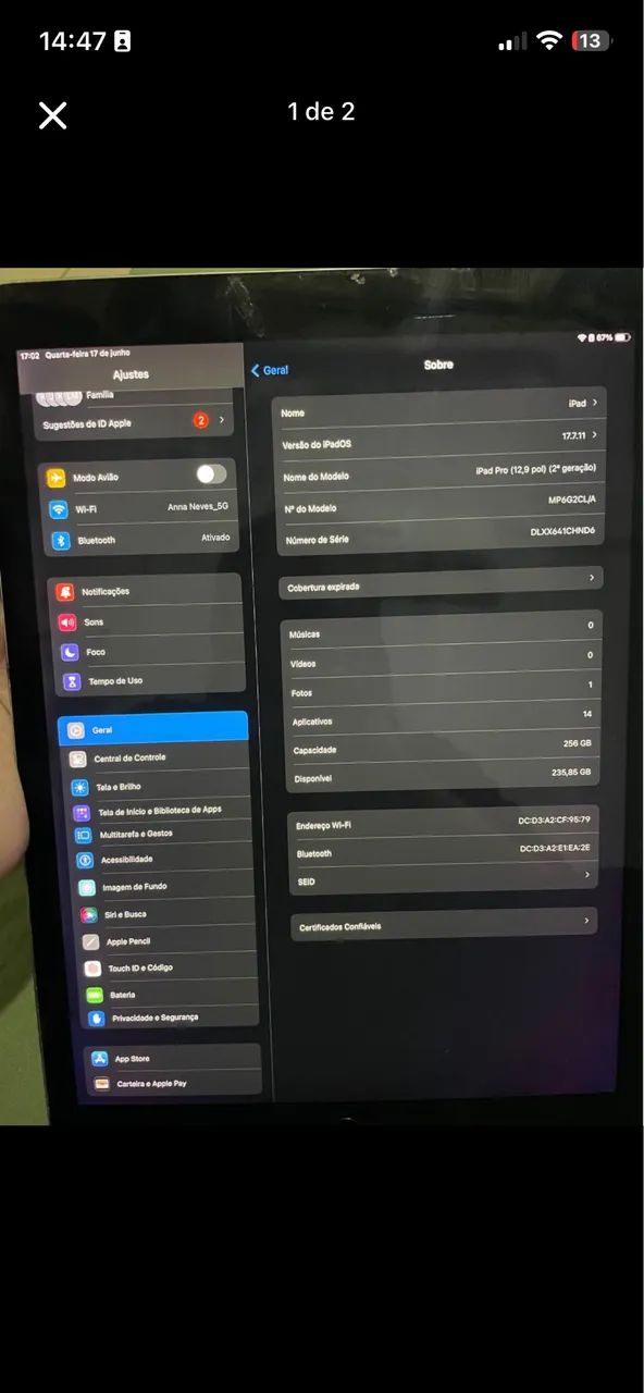 Ipad pro 2 geração 258gb