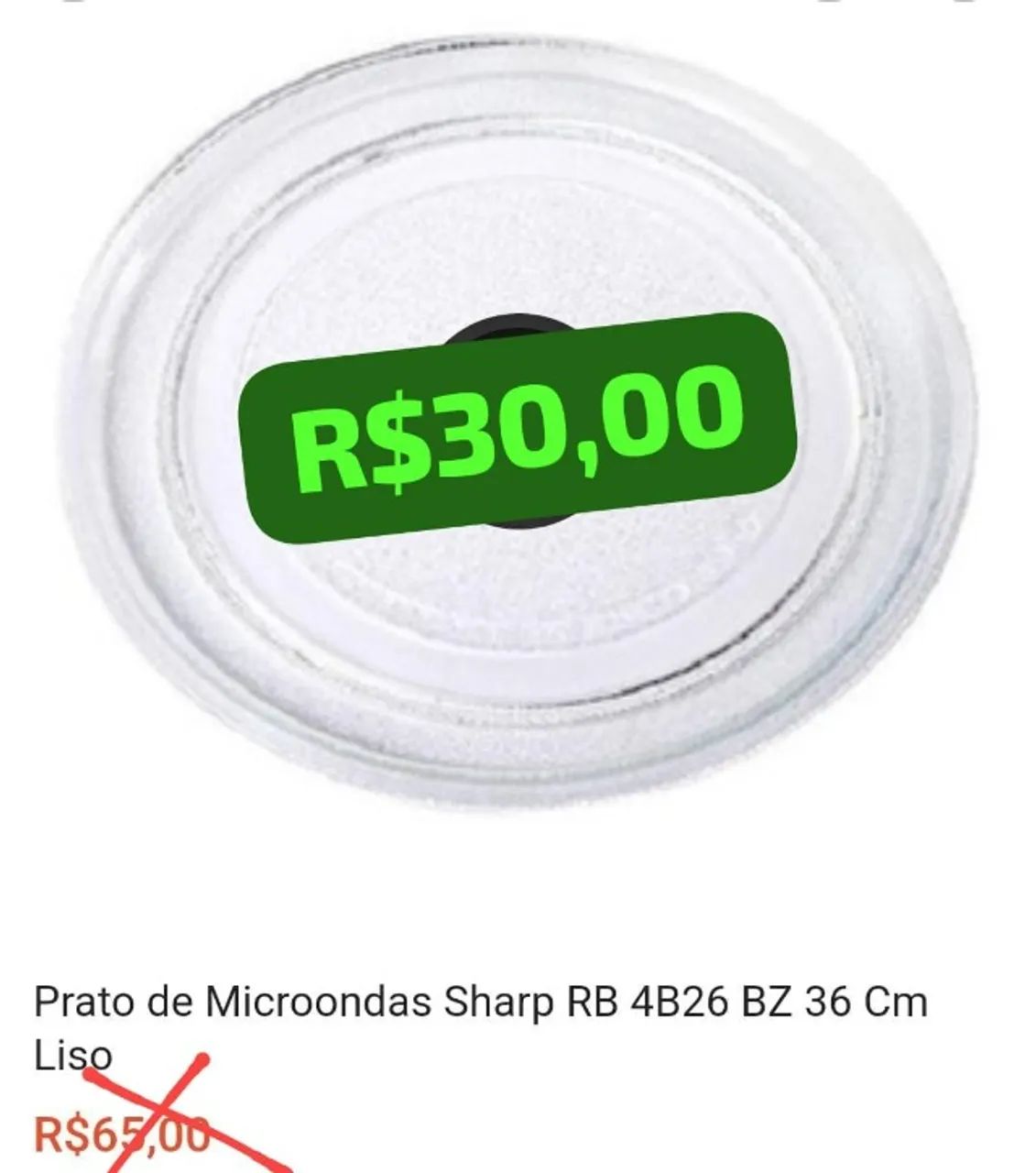 Prato de Vidro Micro-ondas Sharp RB 4B26 BZ 36cm | Original