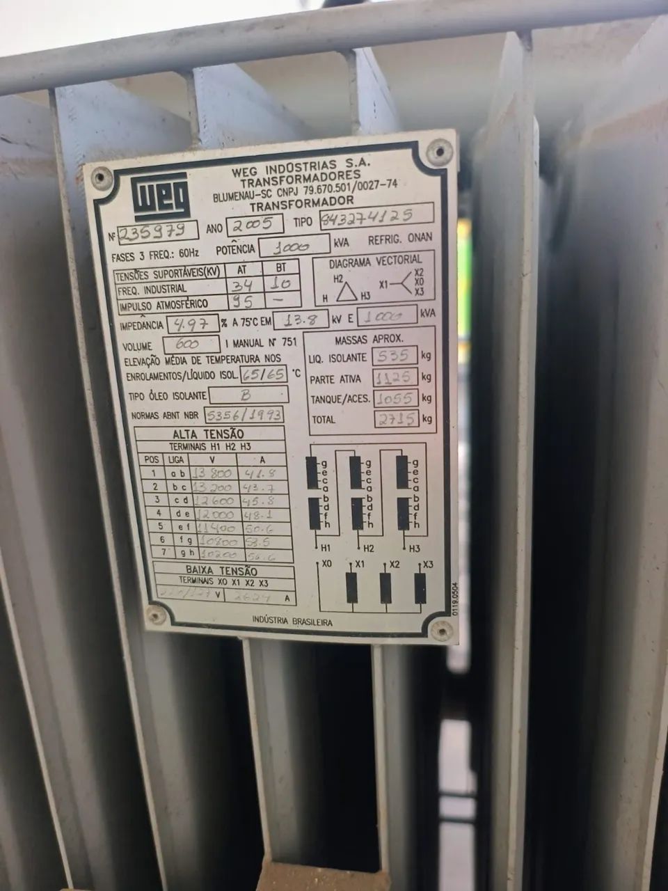 Transformado 1000 kVA weg 