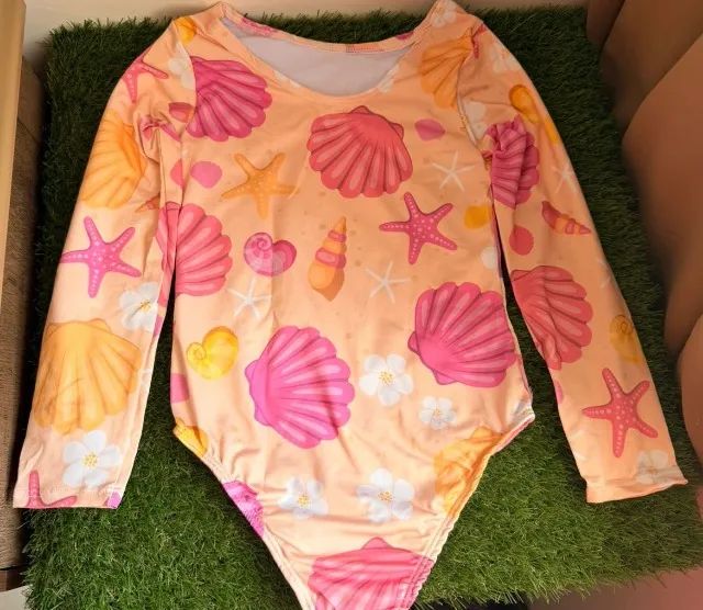 maio infantil concha do mar com forro e manga longa