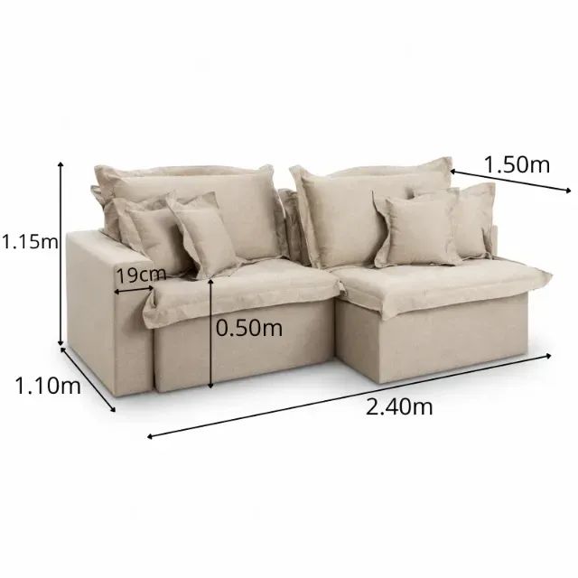 SOFÁ CAMA RETRÁTIL BOLT  2.40M LINHO  SEM CAIXA. PRONTA ENTREGA. - Foto 2