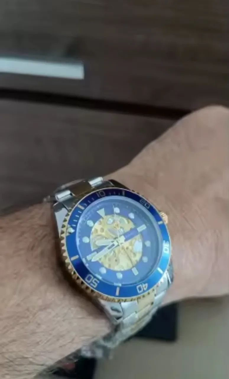 Relógio Curren Inox Dourado e azul  - Foto 4
