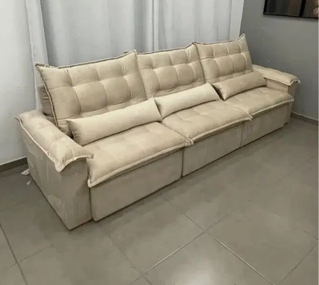 Sofá Modular Orion 6 Lugares Retrátil e Reclinável em Veludo 3,10m