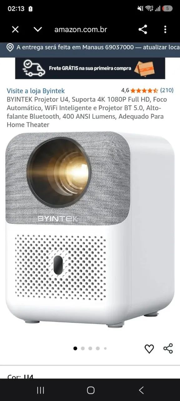PROJETOR 4K ANDROID BYINTEK FOCO AUTOMÁTICO 1080P - Foto 2