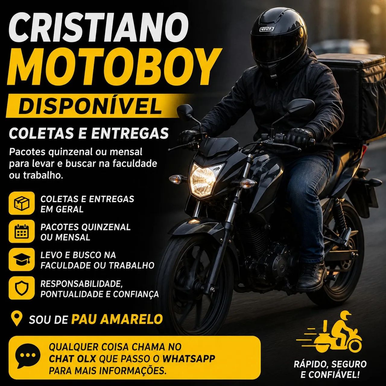 ? Motoboy para Coletas e Entregas | Levo e Busco na Faculdade ou Trabalho
