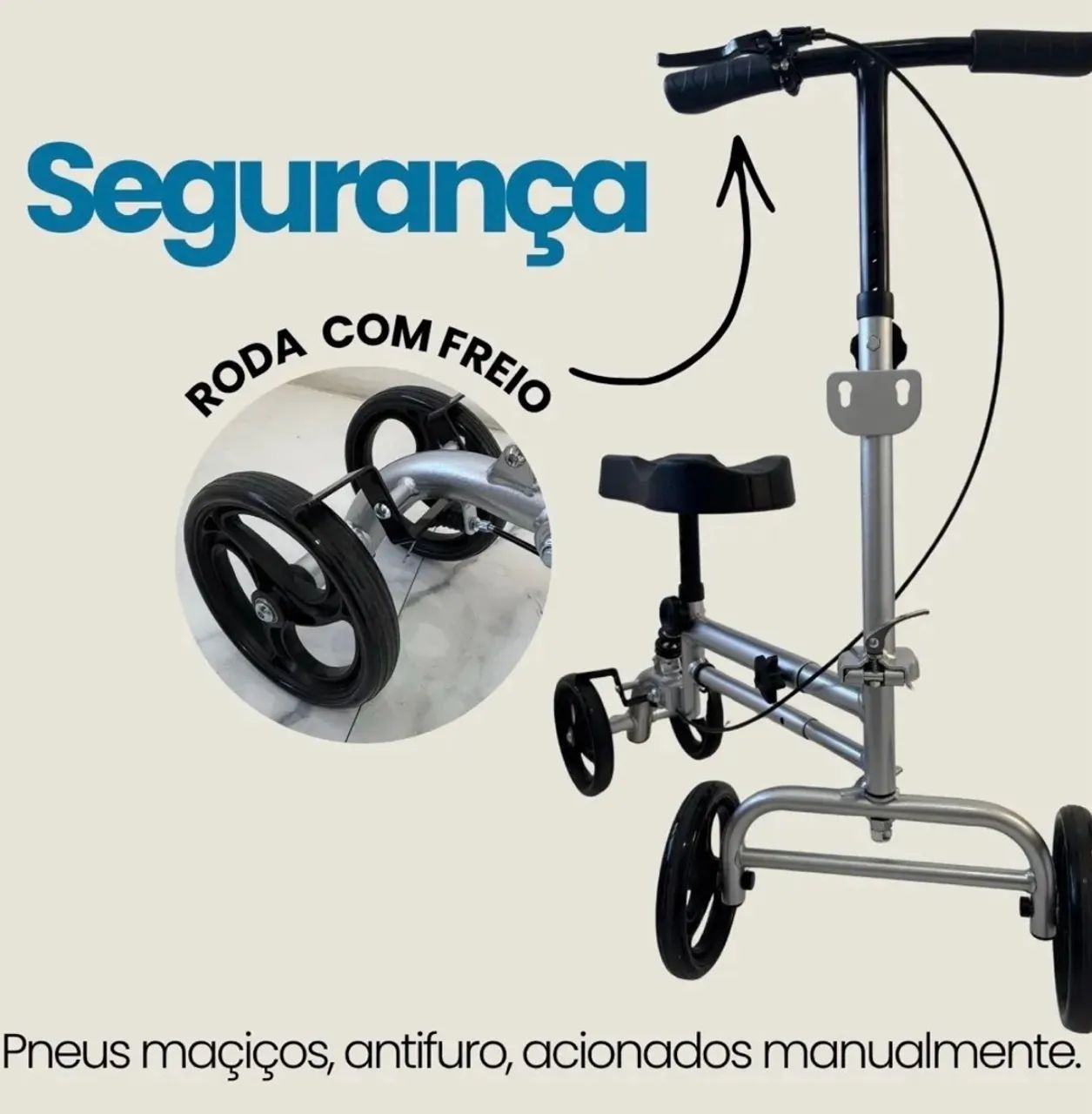 Andador joelho 4 rodas e muleta  - Foto 3