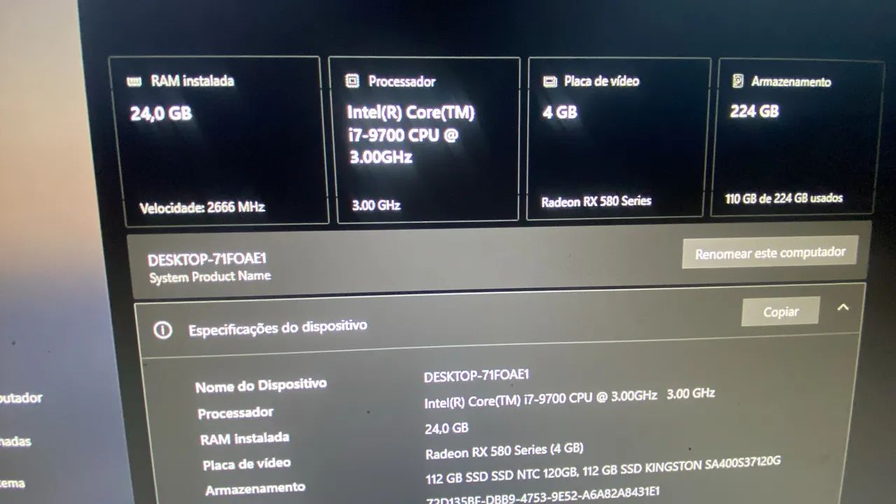 Placa mãe e processador i7 9700 8 gigas dd4