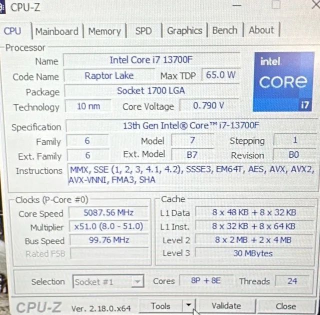 Processador Intel Core i7 13700F 16 Núcleos 24 Threads 5.2GHz LGA