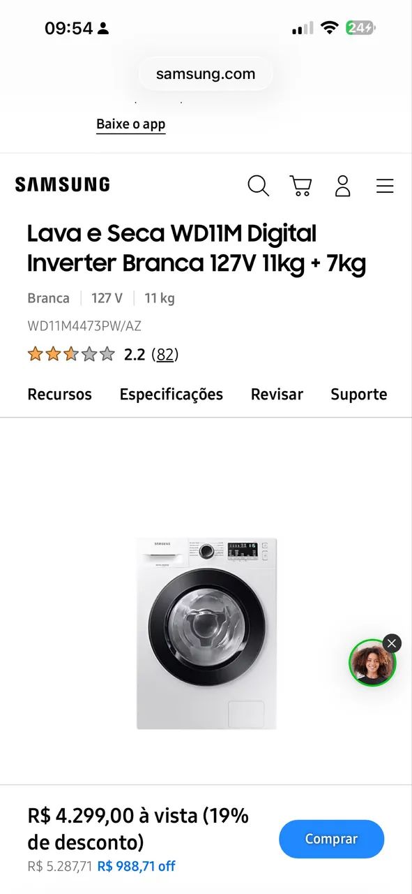 Lava e seca Samsung Inverter 