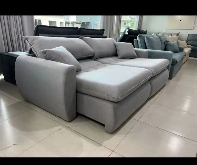 Sofá Retrátil Albany 2,40 Sem Caixa Boucle Produto Novo!! Pronta Entrega!! - Foto 4