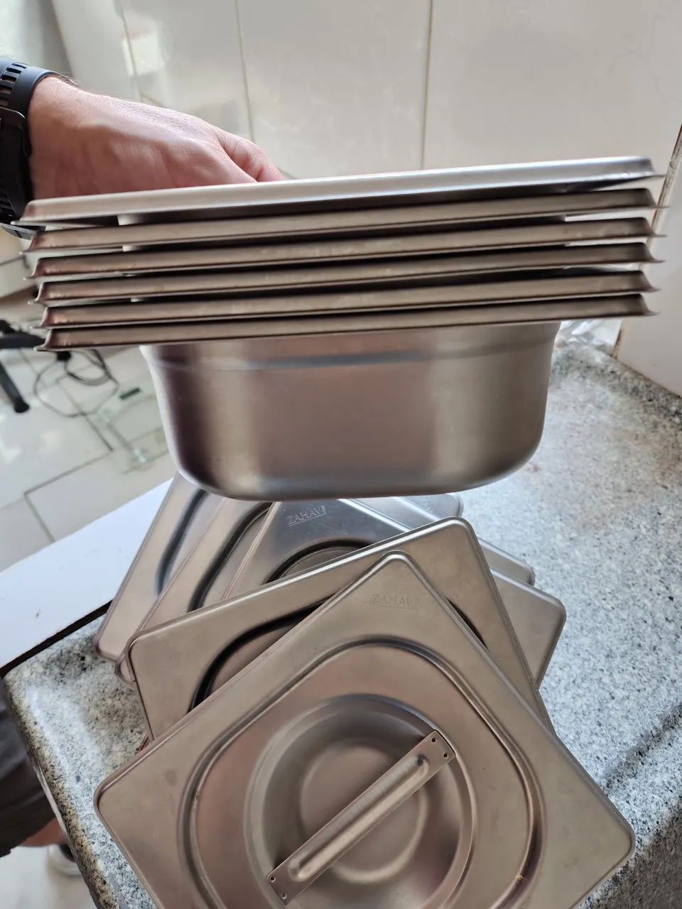 6 Cubas inox para buffet 1/6 com tampa 