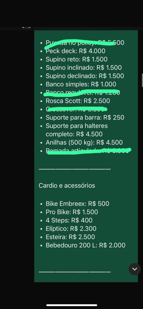 Equipamentos academia 