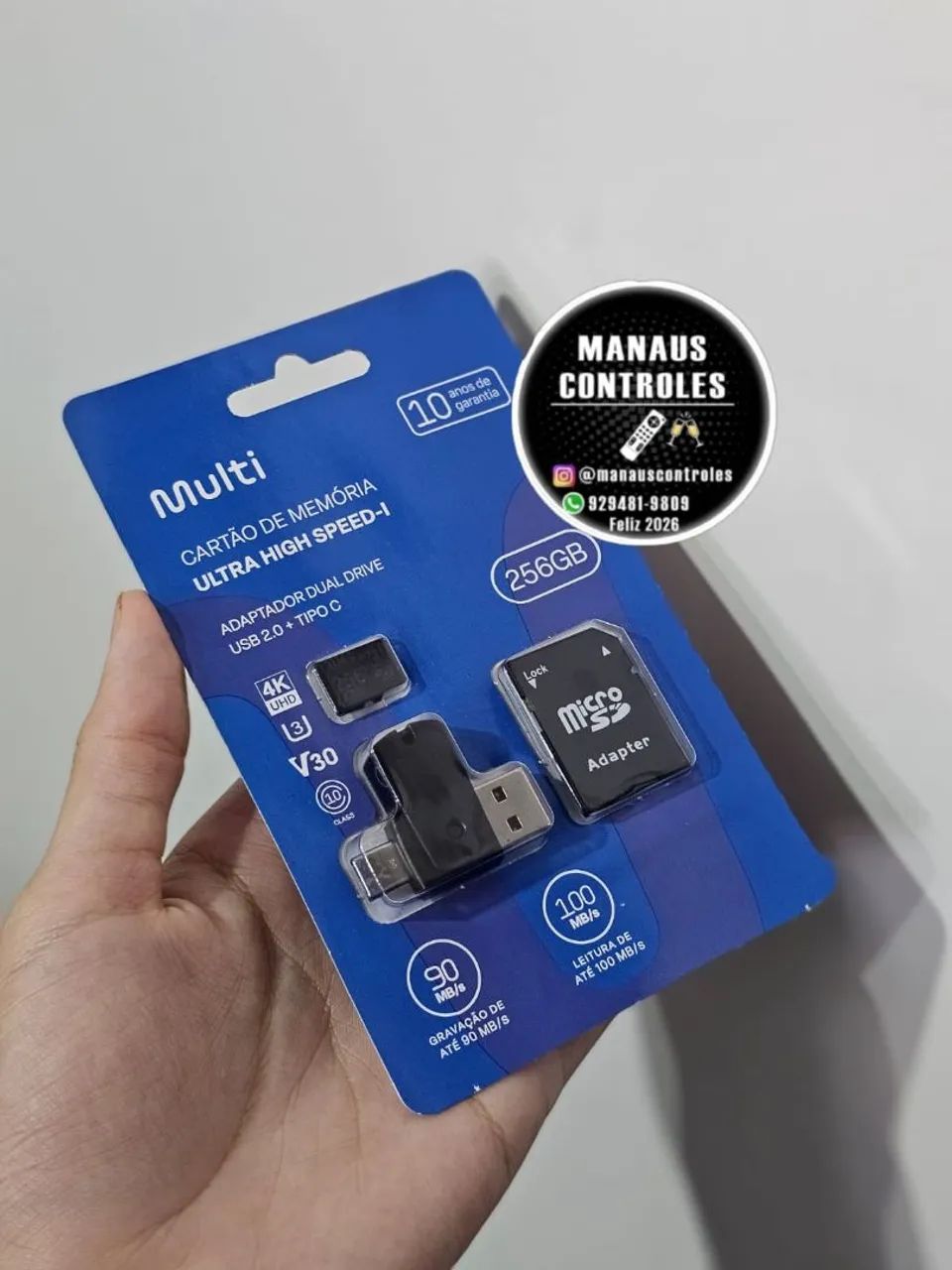 Cartao Micro Sd 256gb 90mbs Com Leitor Usb Para Celular E Pc - Foto 2