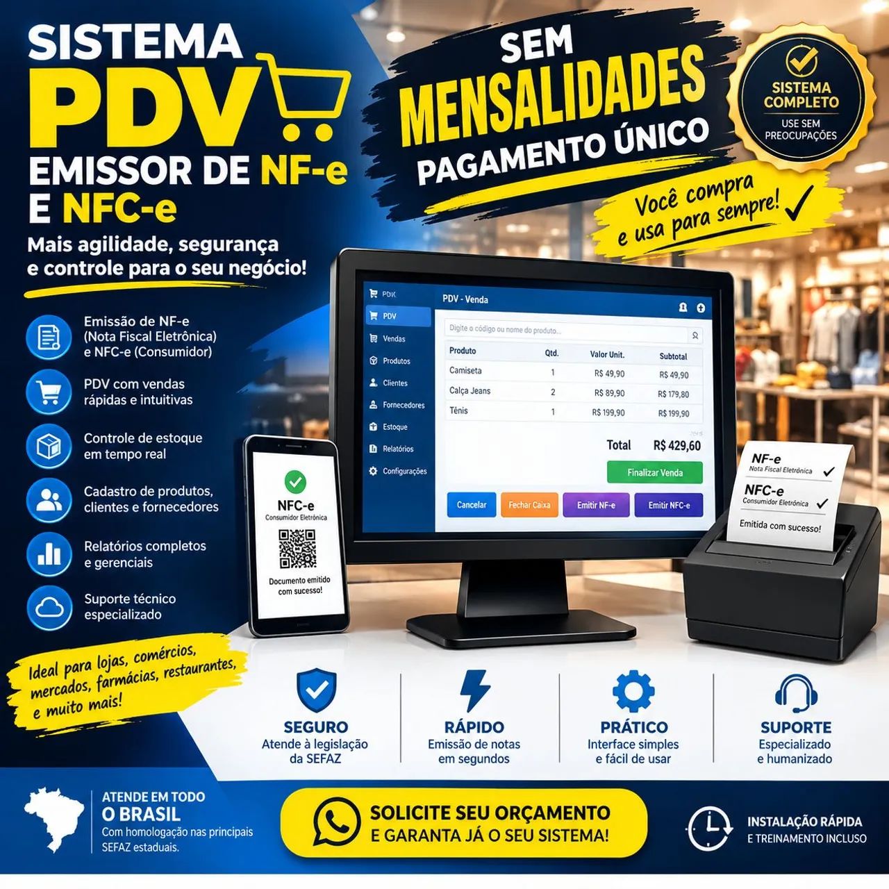 Sistema pdv sem mensalidades