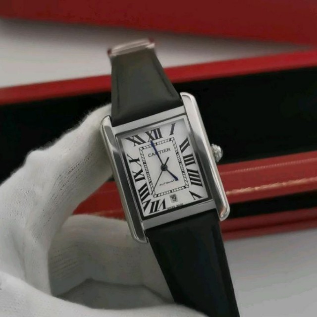 Relógio Cartier Tank em Couro Preto Automático Novo - Foto 2