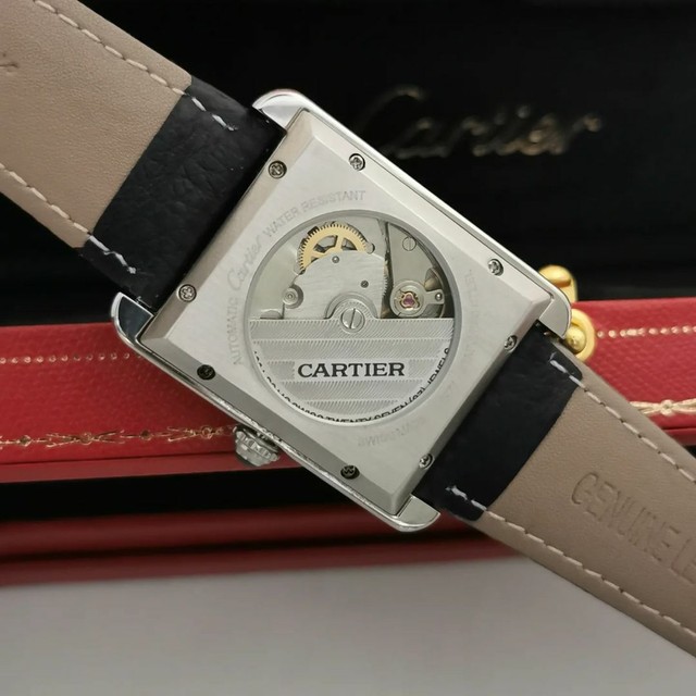 Relógio Cartier Tank em Couro Preto Automático Novo - Foto 5