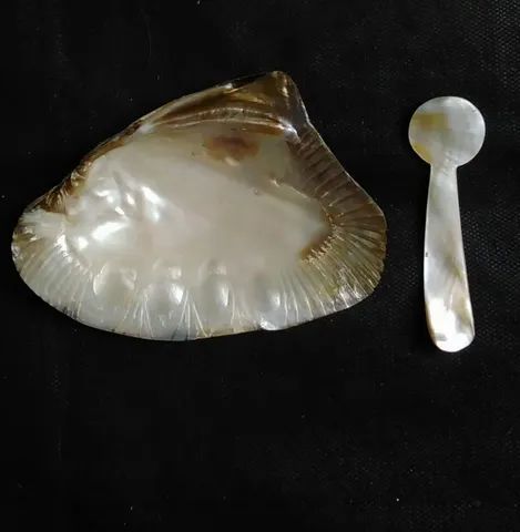 LINDO ESTOJO ANTIGO COM CONJUNTO DE MADREPÉROLA PARA SERVIR CAVIAR - Foto 2