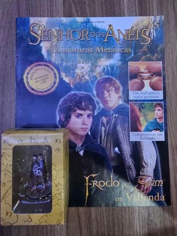 Miniatura Frodo e Sam 15 Senhor dos Aneis Eaglemoss na caixa com revista