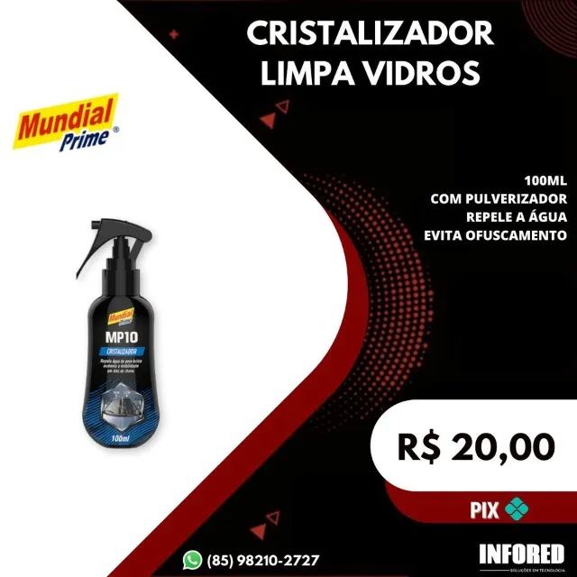 Cristalizador limpa vidros com pulverizador