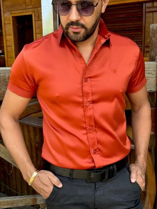 Camisas Masculinas Acetinadas Slim