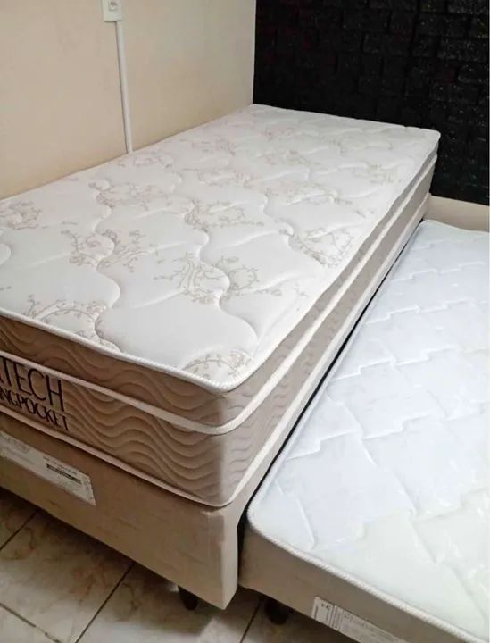 Cama box solteiro com auxiliar colchão Ortobom 