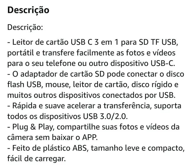 Leitor de cartão usb C 3x1 - Foto 3