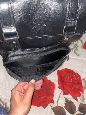 Mochila de couro legítmo preta - Foto 5