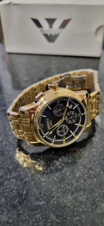 Relógio Masculino Nibosi Dourado Novo com manual  - Foto 2