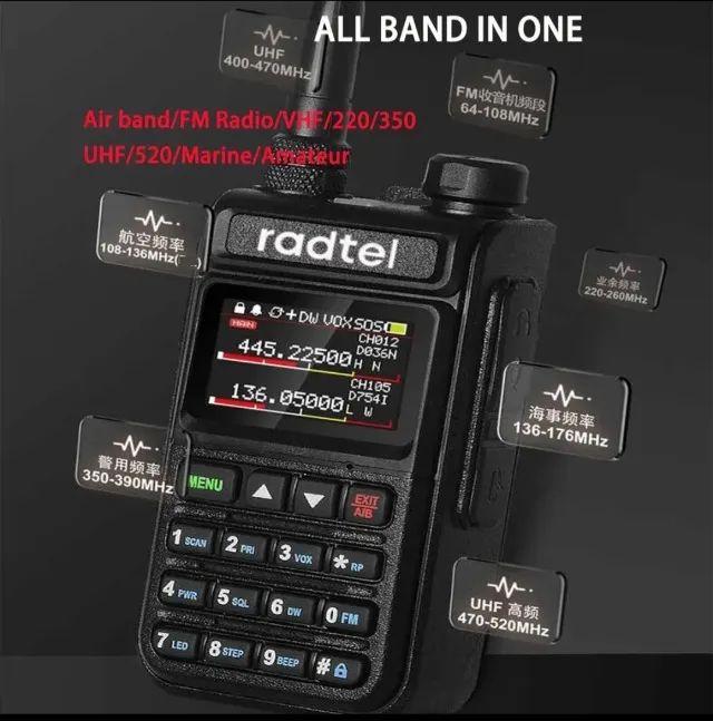 Radtel-Banda completa Ham Radio, 999CH, AM Air Aviation, Scanner a cores, Marinha NOAA - Foto 4