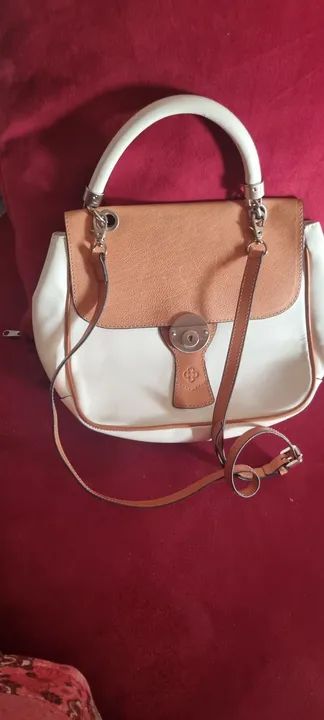 Bolsa de Couro Branca com detalhes Marrrom Capodarte - Foto 3