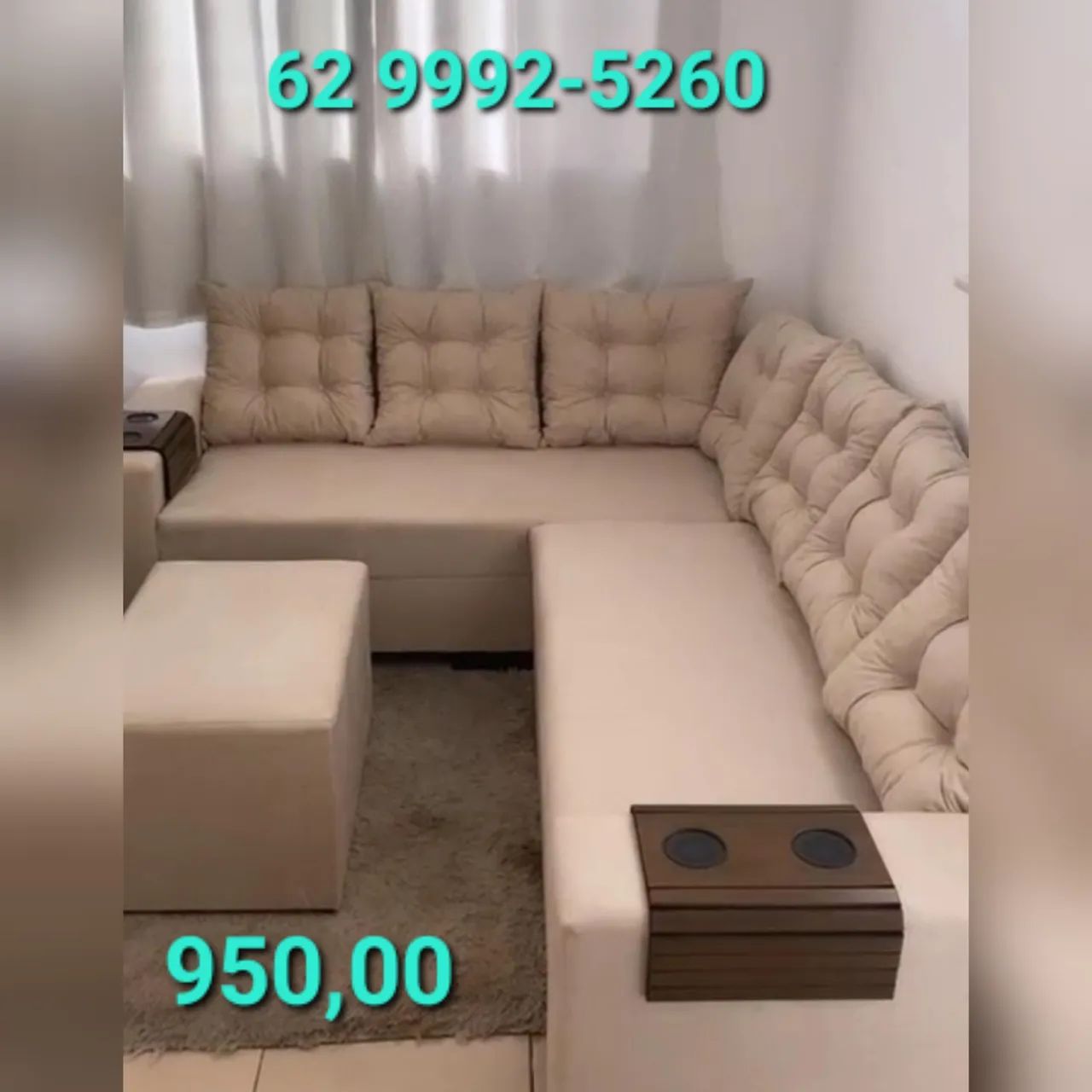 Sofá de Canto em L - Bege