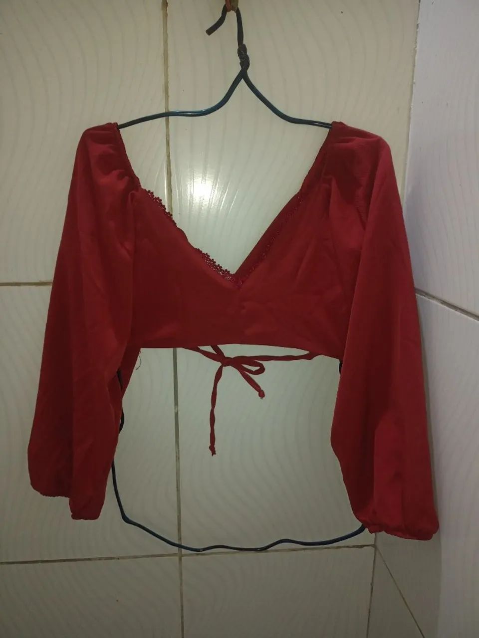Blusa Cropped  Mangas Bufante Feminino M