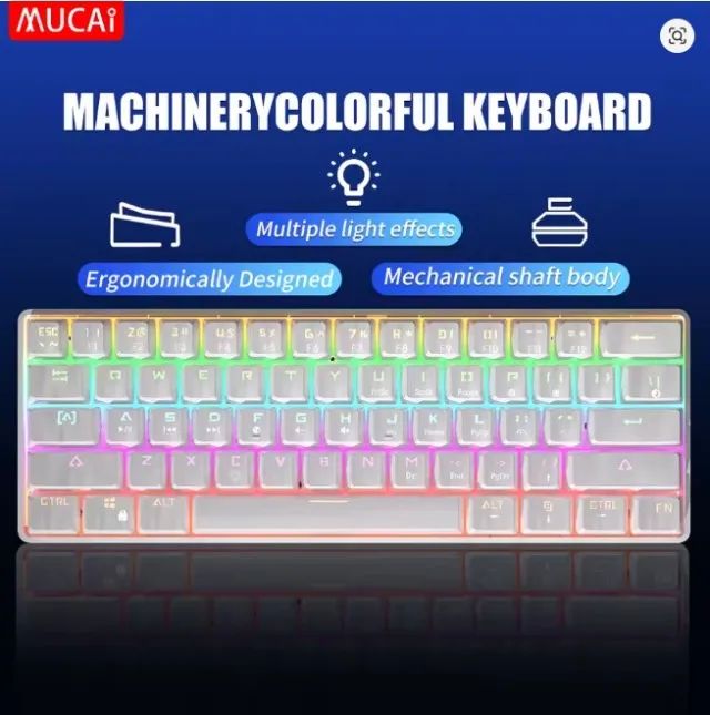 Teclado mecânico gamer RGB 61 teclas Mucai MK61