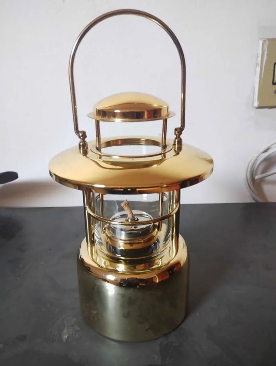 ANTIGA LUMINÁRIA DE NAVIO A ÓLEO VINTAGE CONFECCIONADA EM BRONZE