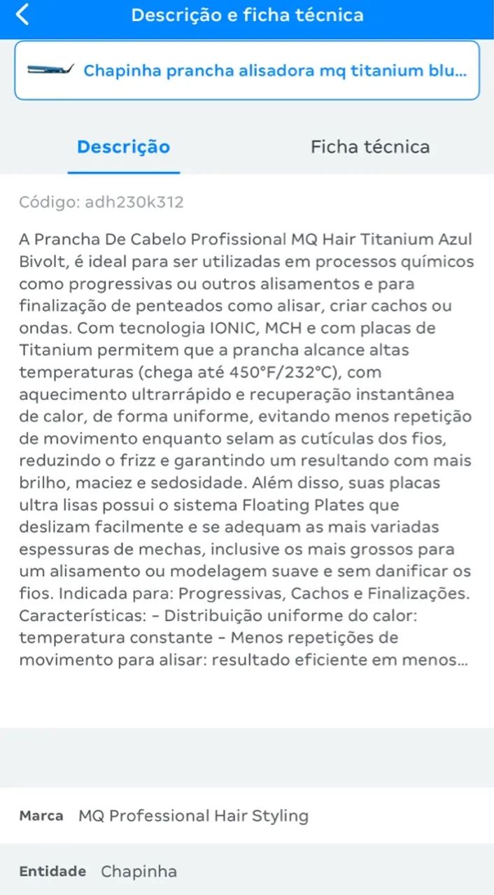 Prancha de Cabelo MQ Titanium Profissional Azul - Foto 5
