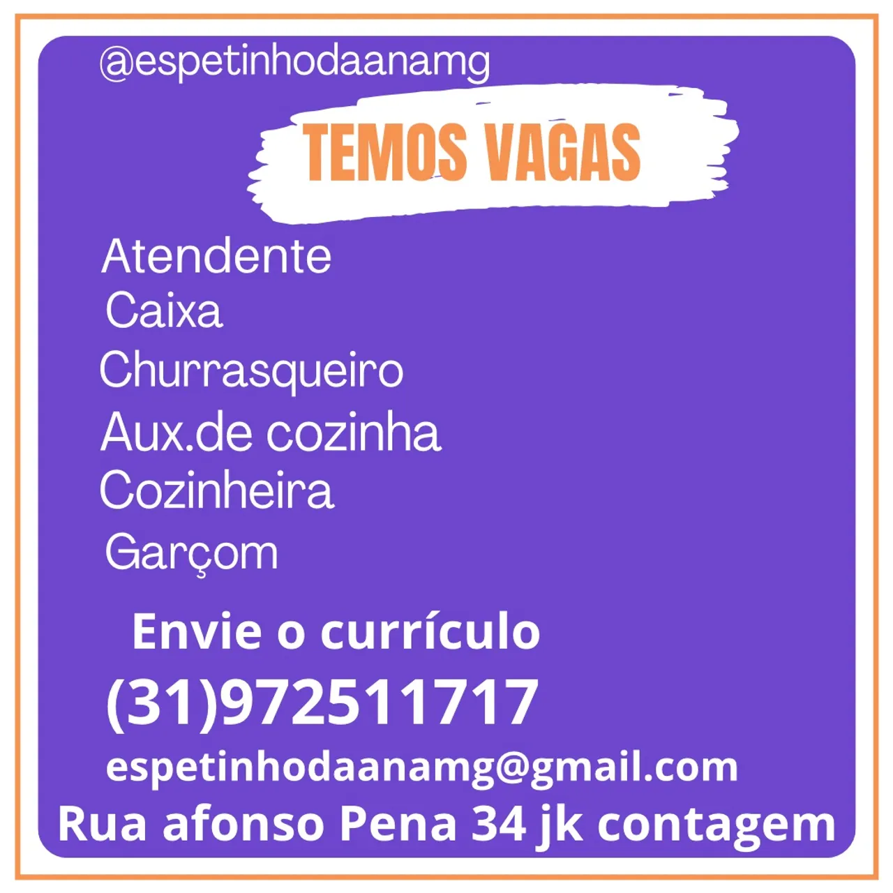 Vagas em contagem , início imediato