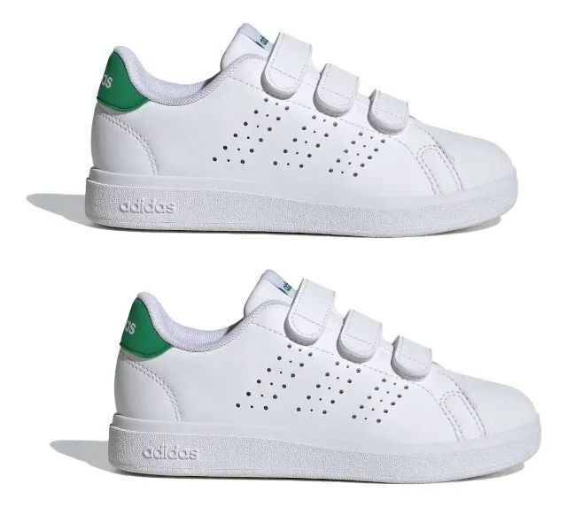 Tênis Advantage Base 2.0 Infantil Branco E Verde Com Velcro