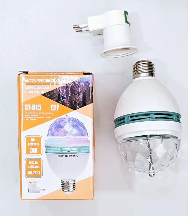 Lâmpada LED Giratória E27 - Iluminação Festa e Ambiente