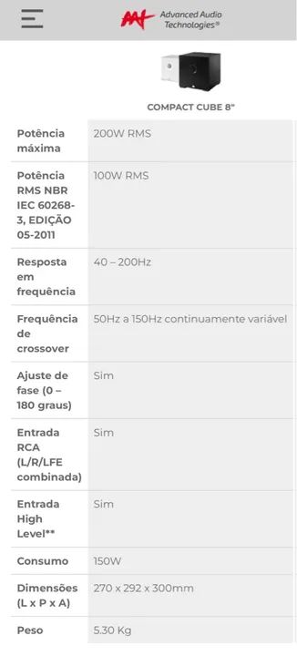 Subwoofer AAT Compact Cube 8 - Foto 4