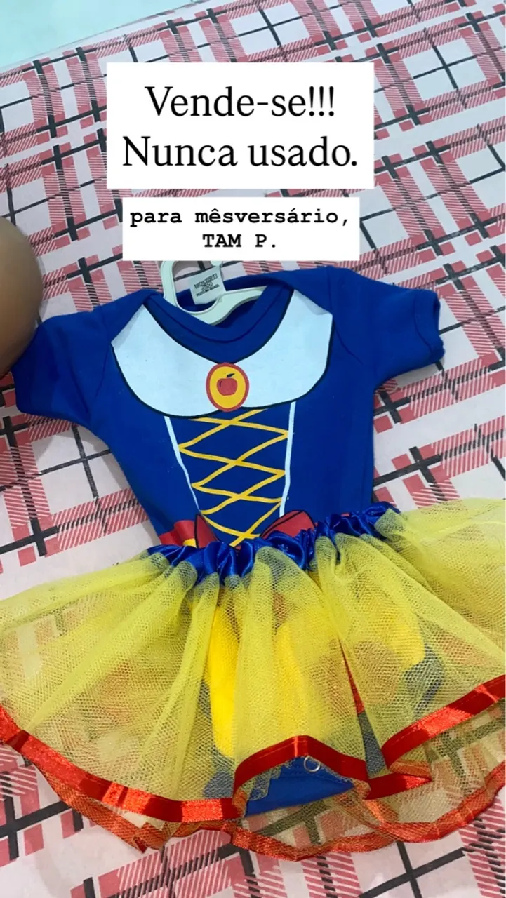 Roupa de bebê - Fantasia Branca de Neve - Tam P