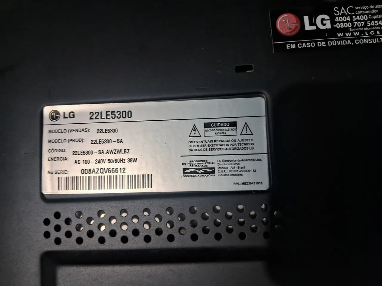 TV LG 22 polegadas modelo 22LE5300 usada - Foto 4
