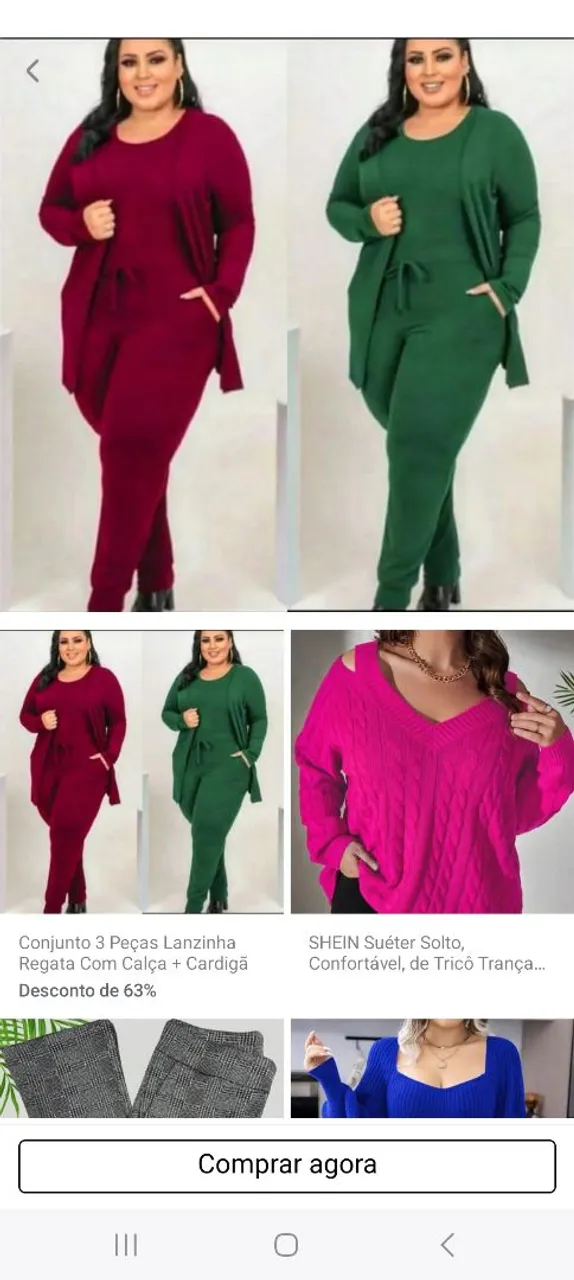 Conjunto 3 Peças Feminino Lançinha com Calça e Cardigã
